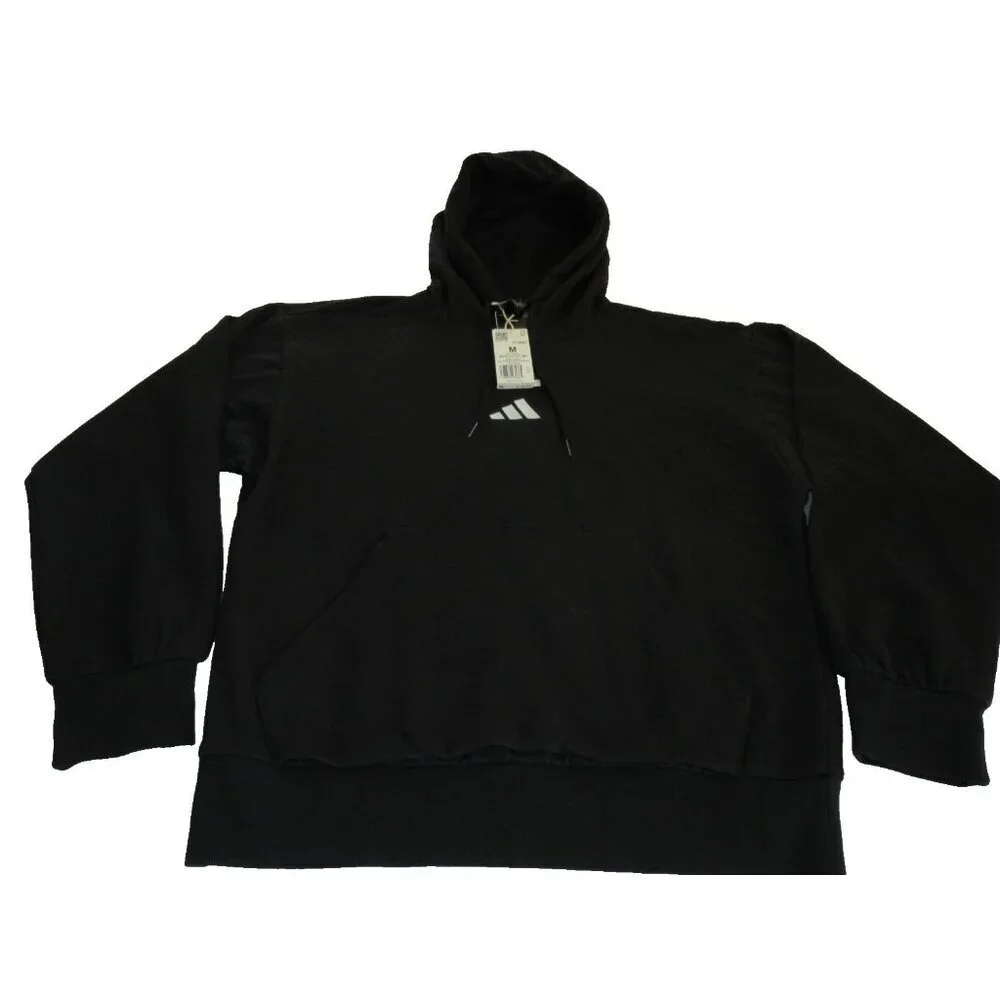 Adidas Men's Feel Cozy HD Hoodie PO Sweatshirt Black White Size Medium NWT